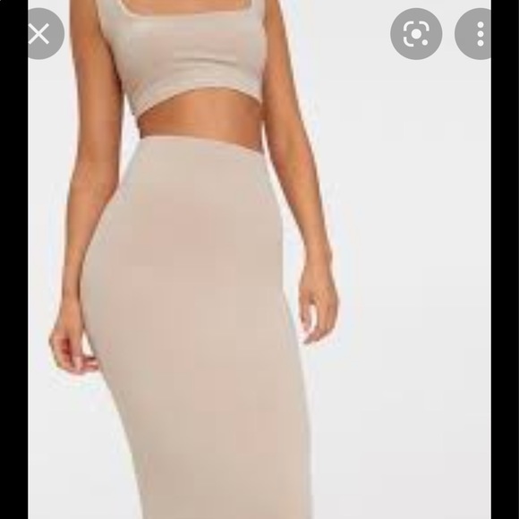 NWT pretty little thing PLT nude beige two piece tank and maxi midi skirt set - Picture 2 of 3